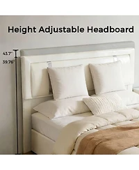 Streamdale Furniture Faux Leather Lift Storage Bed with Led Headboard and Usb-c