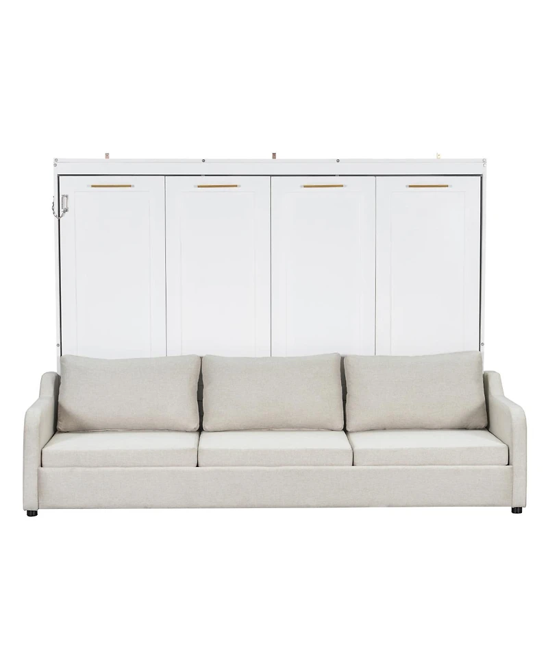 Streamdale Furniture Queen Murphy Bed With Sofa, Storage and Led