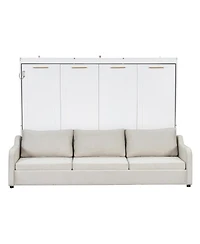Streamdale Furniture Queen Murphy Bed With Sofa, Storage and Led