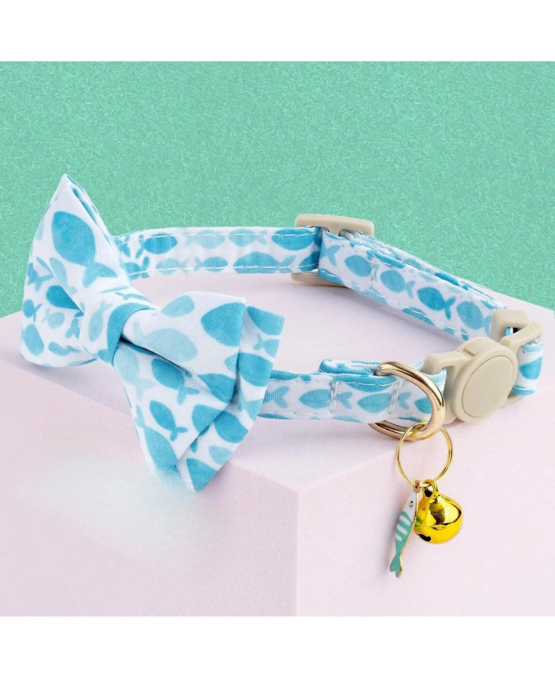 Aronkl 2 Pack Cat Collar Set with Bow Tie Bandana Breakaway Safety Bell Adjustable