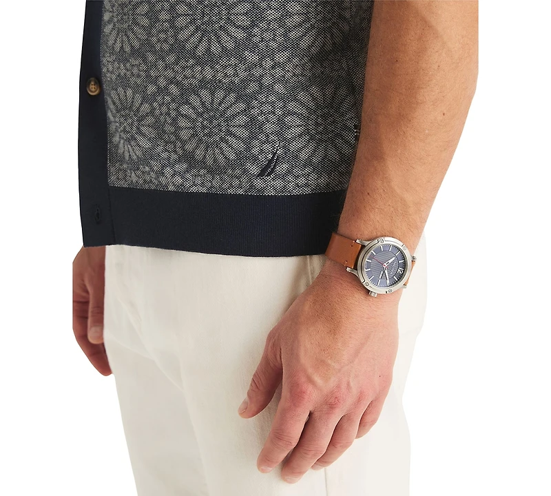 Nautica Men's Jacquard Classic-Fit Buttoned Polo Sweater