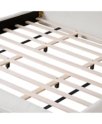 Streamdale Furniture Cal King Boucle Upholstered Platform Bed w/ Curve Headboard