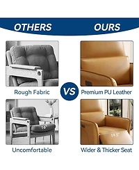 gaomon Leather Recliner Chair, 360degree(s) Swivel Power Rocker, Lumbar Support, Usb, Footrest, Accent Chair