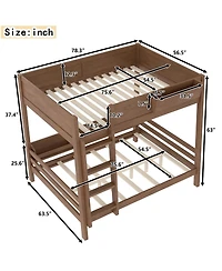 Streamdale Wood Bunk Bed w/ Storage, Bookshelf, Ladder, Rails