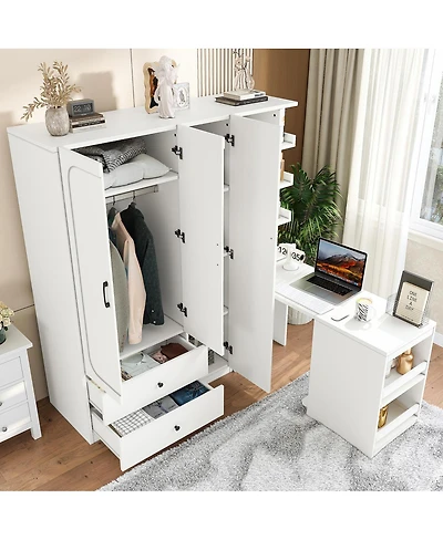 Streamdale Furniture 2-Door Wardrobe w/ Desk and Storage