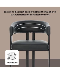 Streamdale Furniture Faux Leather Barrel Dining Chairs(Set of 2)