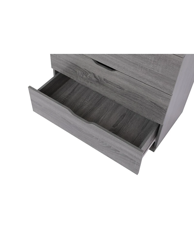 Streamdale Furniture 5-Drawer Dresser with Wheels - Modern Storage Cabinet