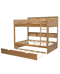 Streamdale Furniture Full over full bunk bed with trundle, Antique Wood