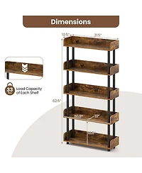 Sugift 5-Tier Open Bookcase with Industrial Storage Unit
