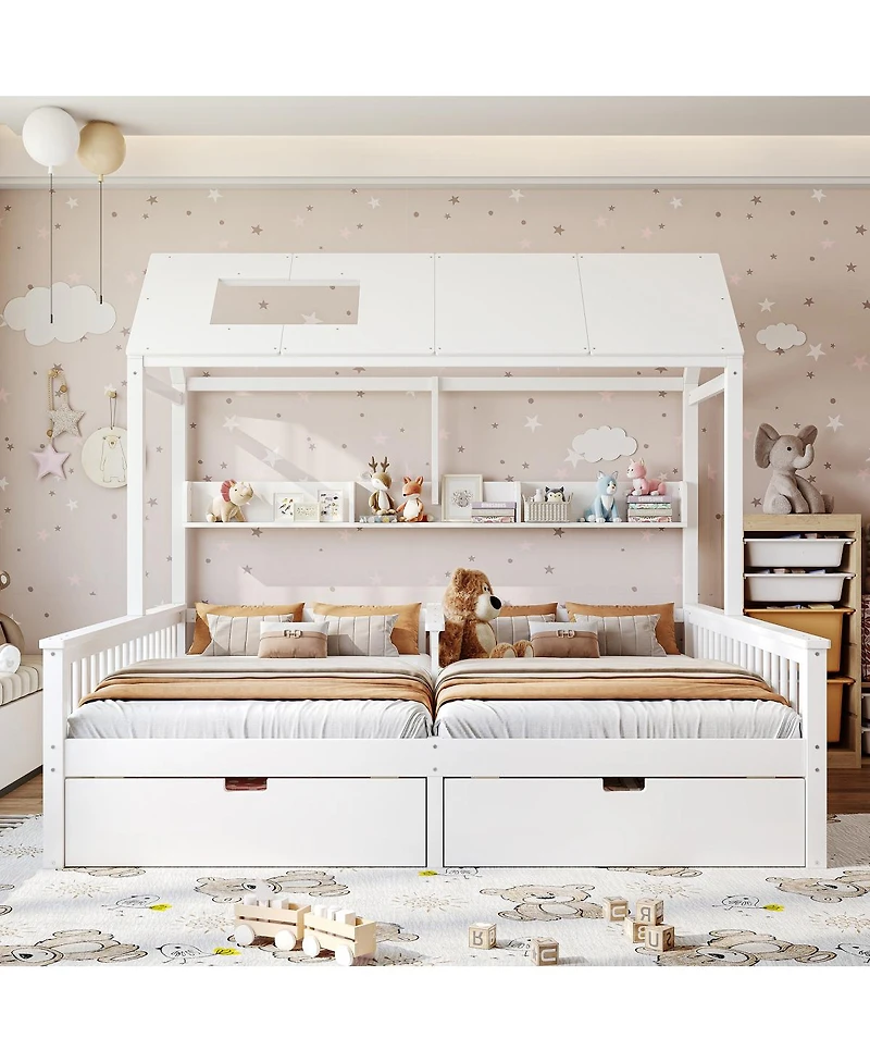 Streamdale Furniture Twin Platform Bed with Storage Shelves and Drawers