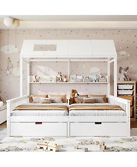 Streamdale Furniture Twin Platform Bed with Storage Shelves and Drawers