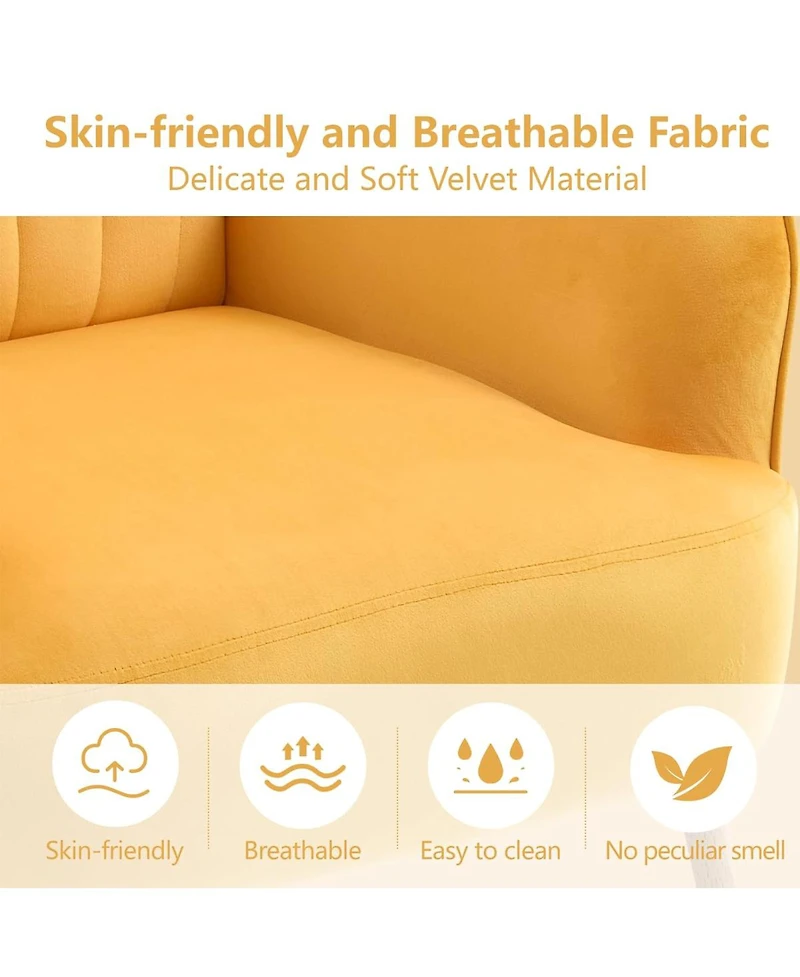 Streamdale Furniture Velvet Accent Chair with Metal Legs