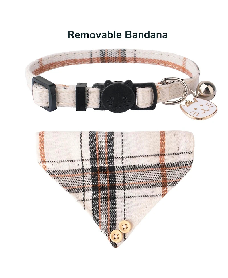 Aronkl Floral Cat Collar with Removable Bowtie Bandana Bell Breakaway Adjustable Cute Flower Kitten