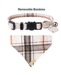 Aronkl Floral Cat Collar with Removable Bowtie Bandana Bell Breakaway Adjustable Cute Flower Kitten