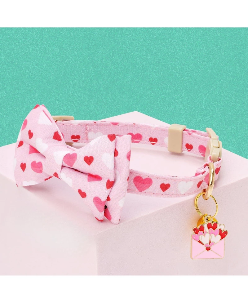 Aronkl 2 Pack Cat Collar Breakaway Bowtie Dinosaur Pattern Soft Cotton Adjustable