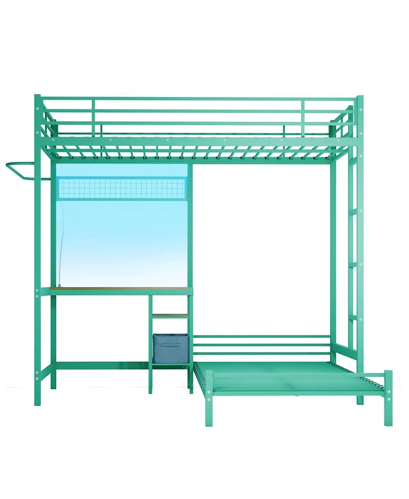 Streamdale Furniture L-Shaped Twin Bunk Bed w/ Desk, Storage