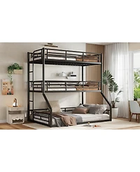 Streamdale Furniture Metal Triple Bunk Bed with Guardrails