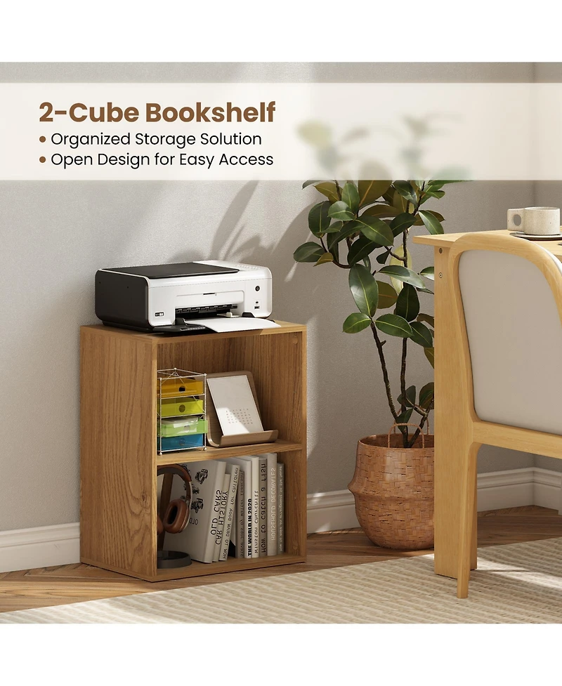 Sugift 2-Cube Bookcase Floor Standing Open Bookshelf with 5-Position Adjustable Shelf