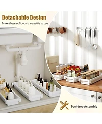 Sugift 3-Tier Slim Rolling Storage Cart 2-Pack Mobile Bathroom Organizer with Wheels