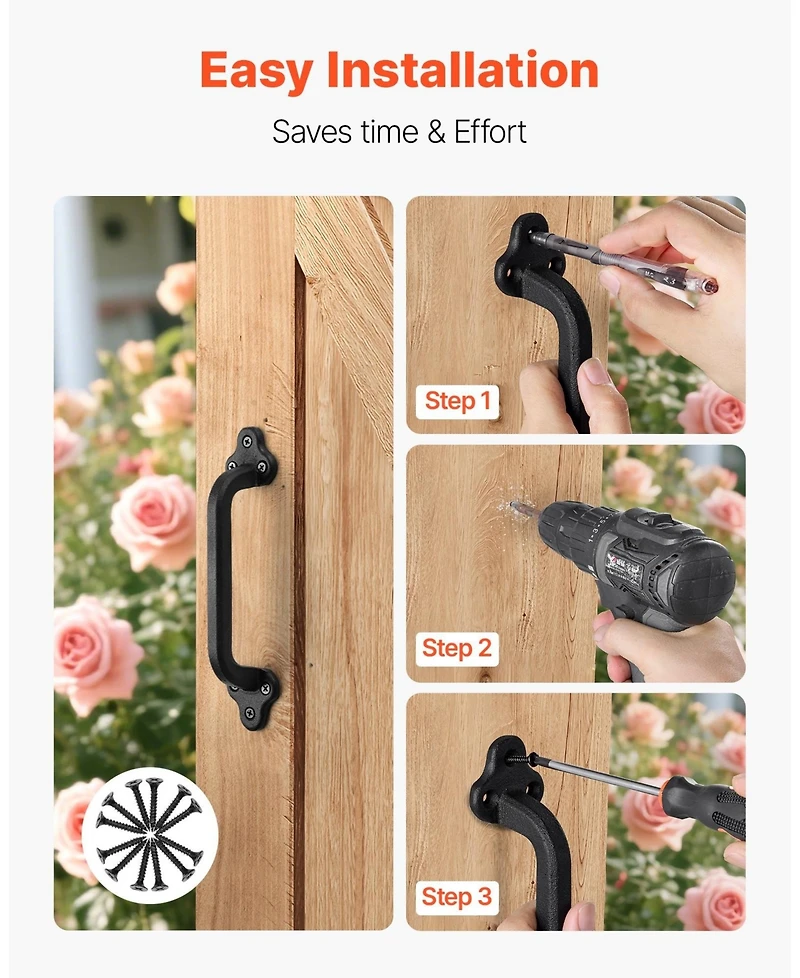 Sugift Barn Door Handle, 2Pcs 9" Rustic Steel Gate Handles for Outdoor Use