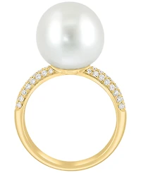 Effy Collection Diamond (1/3 ct. t.w.) & Freshwater Pearl (12mm) Ring in 14k Yellow Gold