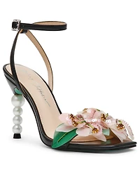 Betsey Johnson Women's Kasie Floral Pearl Heel Dress Sandals