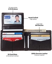Alpine Swiss Mens Genuine Leather Passcase Bifold Wallet Rfid Safe 2 Id Windows