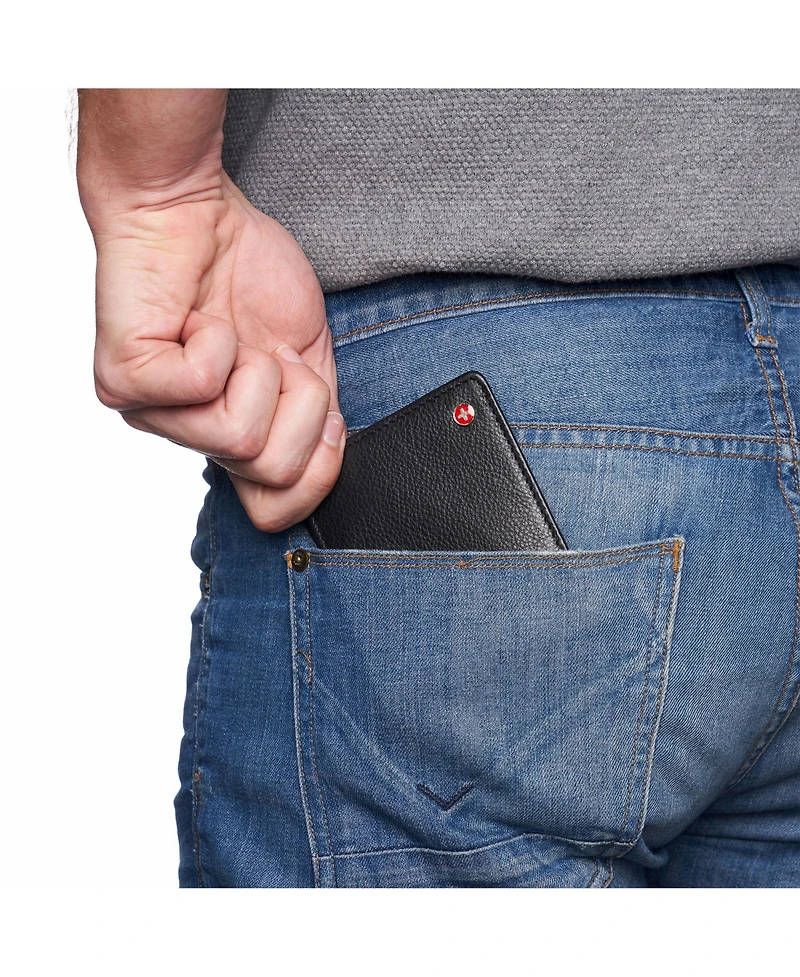 Alpine Swiss Mens Genuine Leather Passcase Bifold Wallet Rfid Safe 2 Id Windows