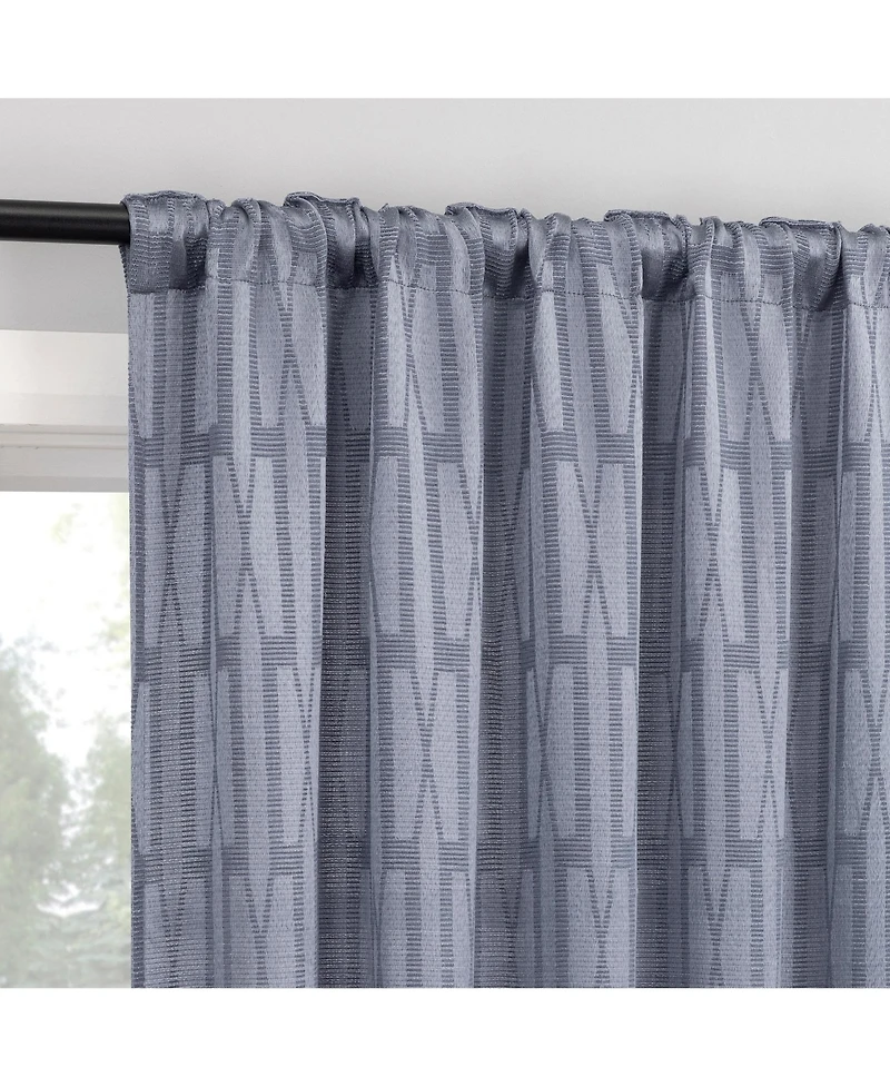 No. 918 Dover Tonal Geometric Semi-Sheer Back Tab Curtain Panel