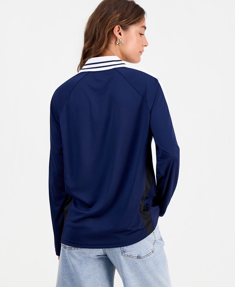 Bar Iii Women's Sporty Graphic Long-Sleeve Polo Top, Macy's Exclusive