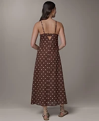 Donna Karan Weekend Women's Printed V-Neck Midi Dress