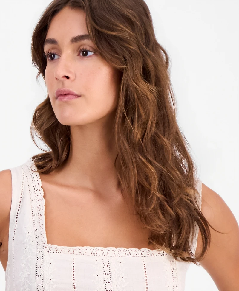 And Now This Women's Embroidered Linen Peplum-Hem Top, Macy's Exclusive