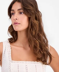 And Now This Women's Embroidered Linen Peplum-Hem Top, Macy's Exclusive