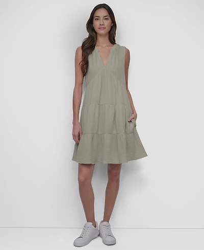 Dkny Jeans Women's Cotton Gauze Sleeveless Mini Dress