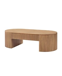 Streamdale Furniture Oval Wood Coffee Table With Drawer - Mid Century Modern Living Room Furniture