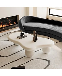 Streamdale Furniture 47 Inch Cloud Shaped Coffee Table with 3 Ball Legs for Living Room.
