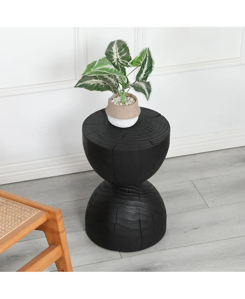 Streamdale Furniture Solid Mango Wood Side End Table, Round Accent Table