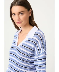 Olsen Women's Stripe Polo Sweater