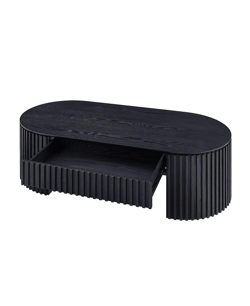 Streamdale Furniture Oval Wood Coffee Table With Drawer - Mid Century Modern