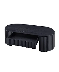 Streamdale Furniture Oval Wood Coffee Table With Drawer - Mid Century Modern
