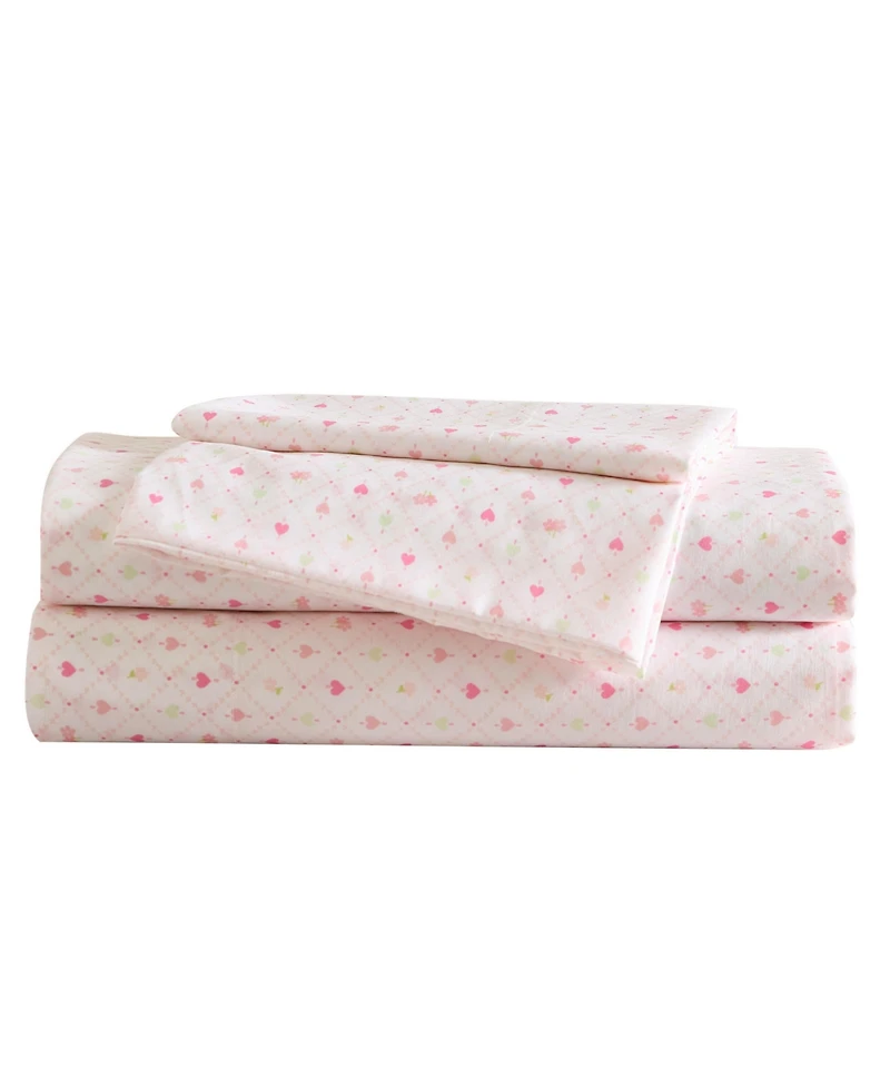 Laura Ashley Kids Heart Geo Ditsy Microfiber 4-Pc. Sheet Set, Queen