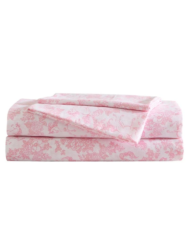 Laura Ashley Toile Unicorn Microfiber -Pc. Sheet Set