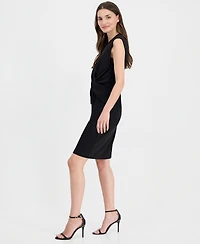 Anne Klein Women's Twist-Front-Overlay Scuba Sheath Dress