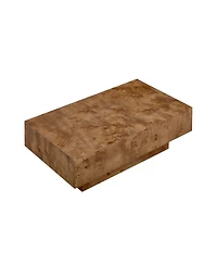 Streamdale Furniture Burl Wood Veneer Coffee Table, Mid-Century Modern Rectangle Table for Living Room