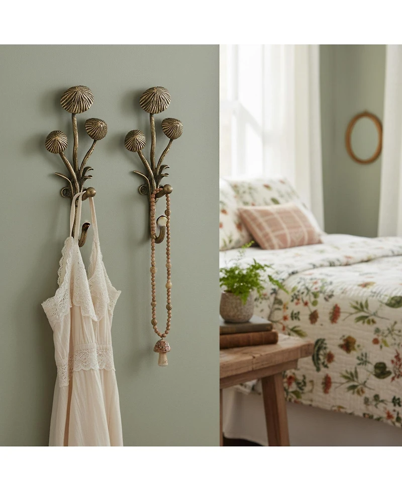 Yigii 2pcs Metal 3D Mushroom Coat Hooks for Entryway Bathroom Bedroom Farmhouse Decoration