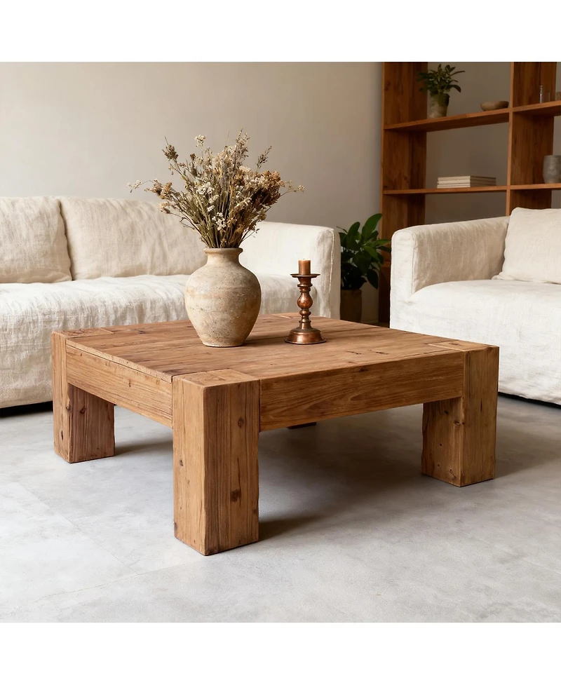 Streamdale Furniture Solid Wood Coffee Table: Japanese Wabi-Sabi & Modern Minimalist