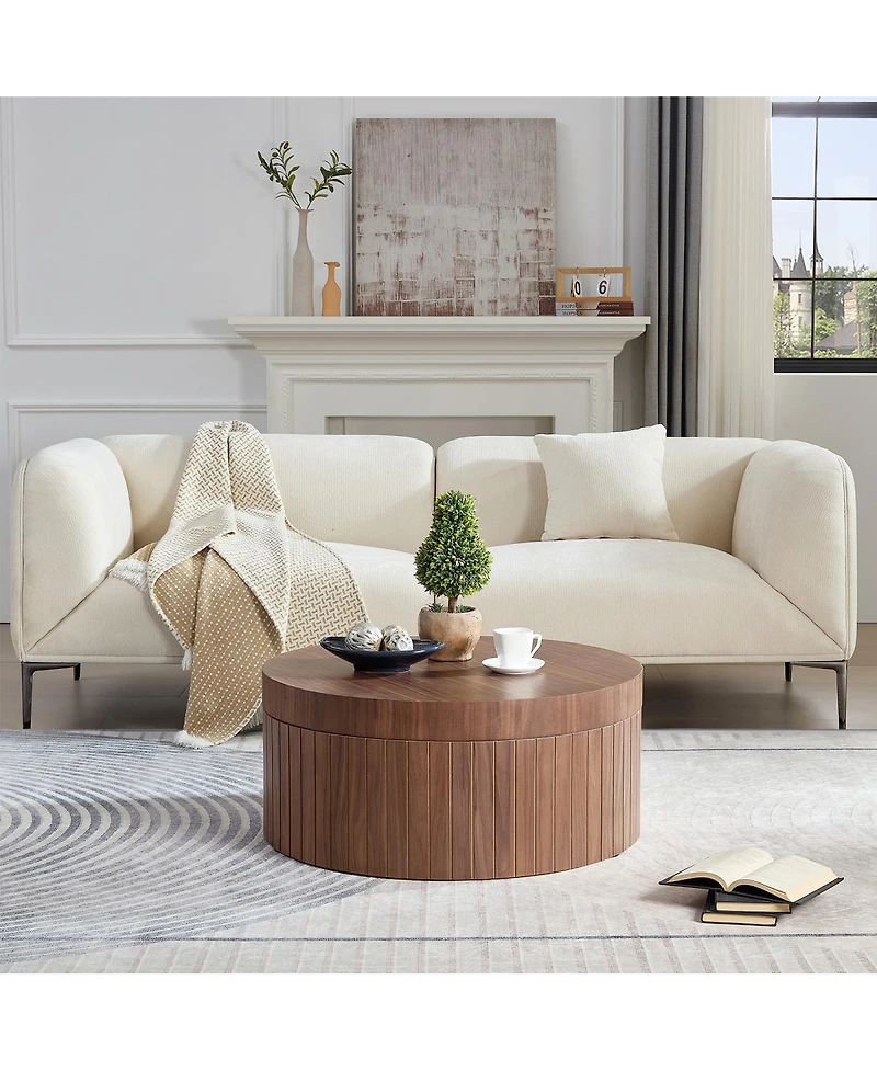 Streamdale Furniture Modern Round Coffee Table with Storage Accent Tea Table
