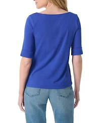 Gloria Vanderbilt Women's Boat Neck Elbow-Sleeve T-Shirt