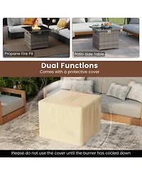 Gouun 32.5 in Square Gas Fire Pit Table 50000 Btu, Tempered Glass Tabletop with Cover