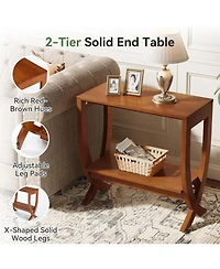Tribesigns Solid End Table, 2-Tier Couch Side Table with Arched Legs